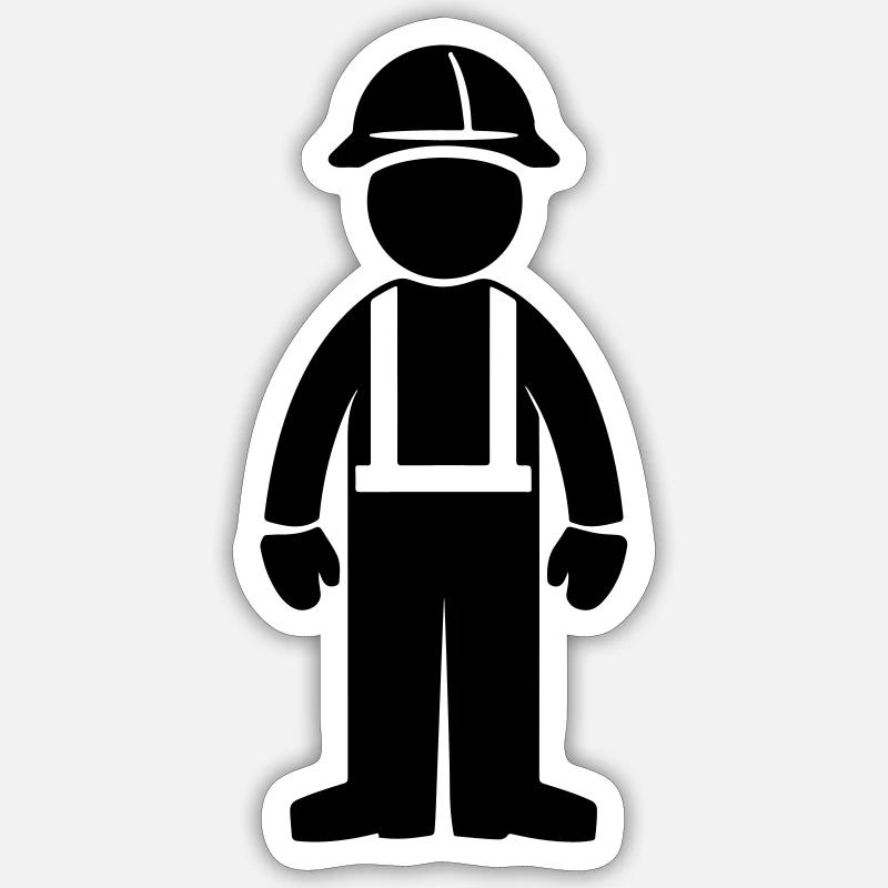 Bauarbeiter  - Sticker Größe S (10 x 10 cm) - Mattweiß