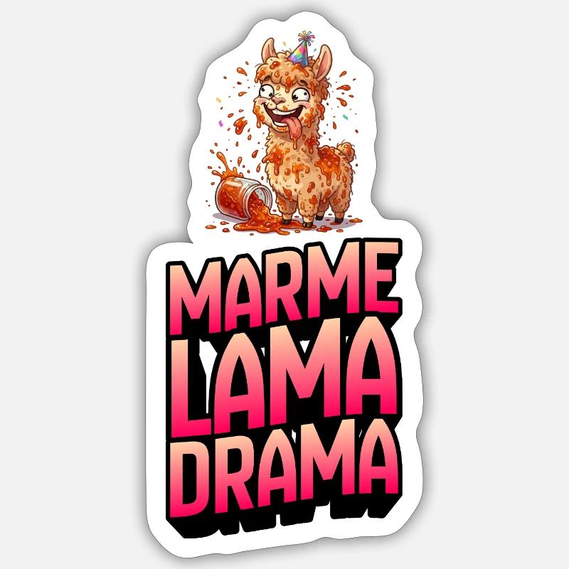 Drame Marme Lama - Sticker taille S (10 x 10 cm) - blanc mat