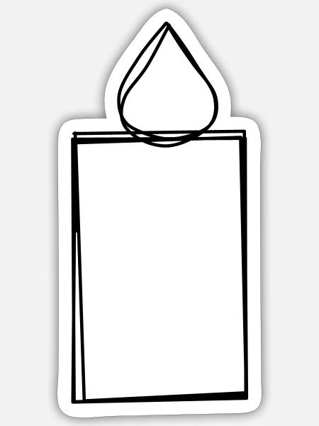 Kerze handgezeichnet - Sticker Größe S (10 x 10 cm) - Mattweiß