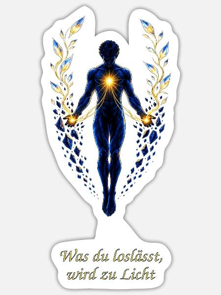 Was du loslässt, wird zu Licht - Sticker Größe S (10 x 10 cm) - Mattweiß