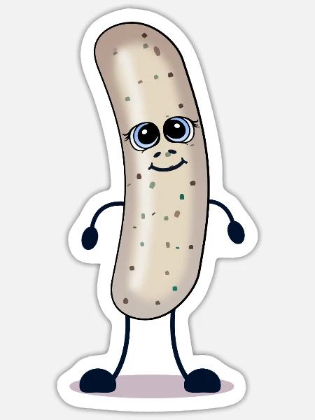 Weißwurst Würstchen - Sticker Größe S (10 x 10 cm) - Mattweiß