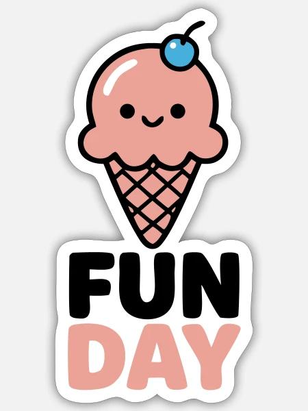 Fun Day Eiscreme Logo - Sticker Größe S (10 x 10 cm) - Mattweiß