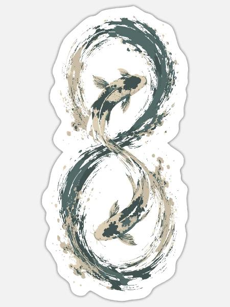 Koi-Unendlichkeitsfluss - Sticker Größe S (10 x 10 cm) - Mattweiß