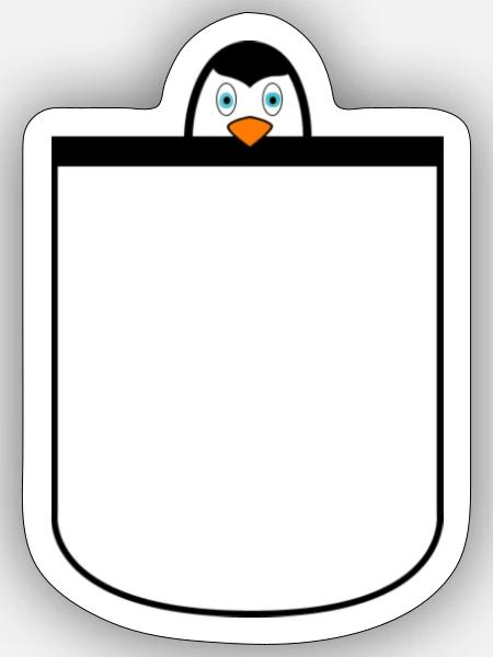 Pinguin- Brusttasche - Sticker Größe S (10 x 10 cm) - Mattweiß