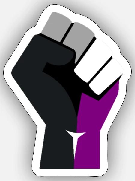 asexuell erhobene Faust - Sticker Größe S (10 x 10 cm) - Mattweiß