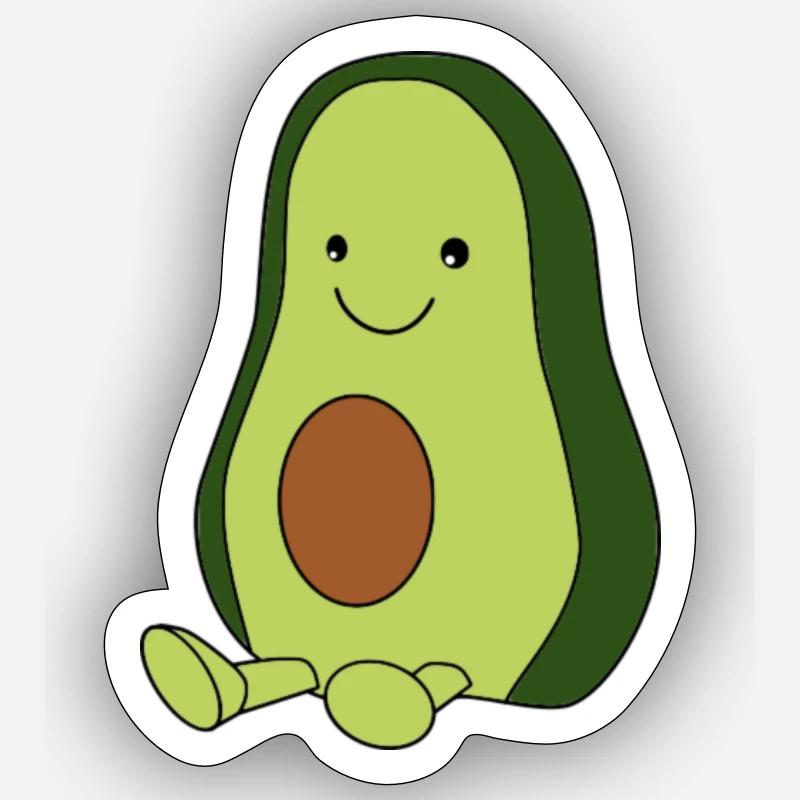 Comic-Avocado Blick nach links - Sticker Größe S (10 x 10 cm) - Mattweiß