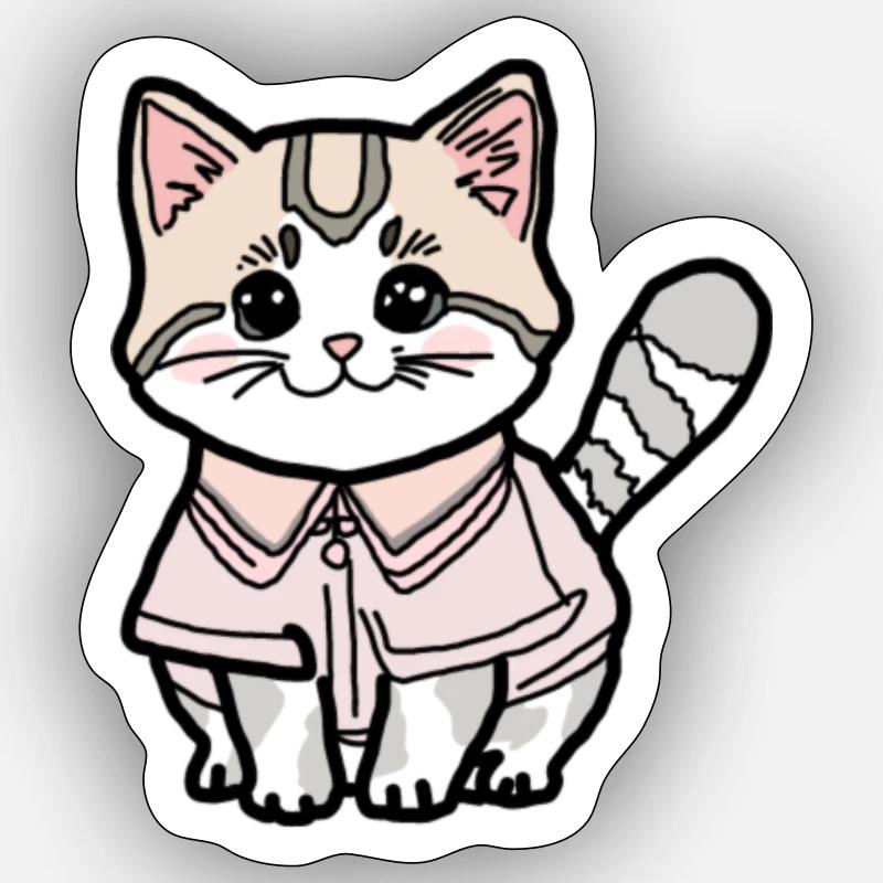 Katze mit Pulli Sticker Größe S (10 x 10 cm)