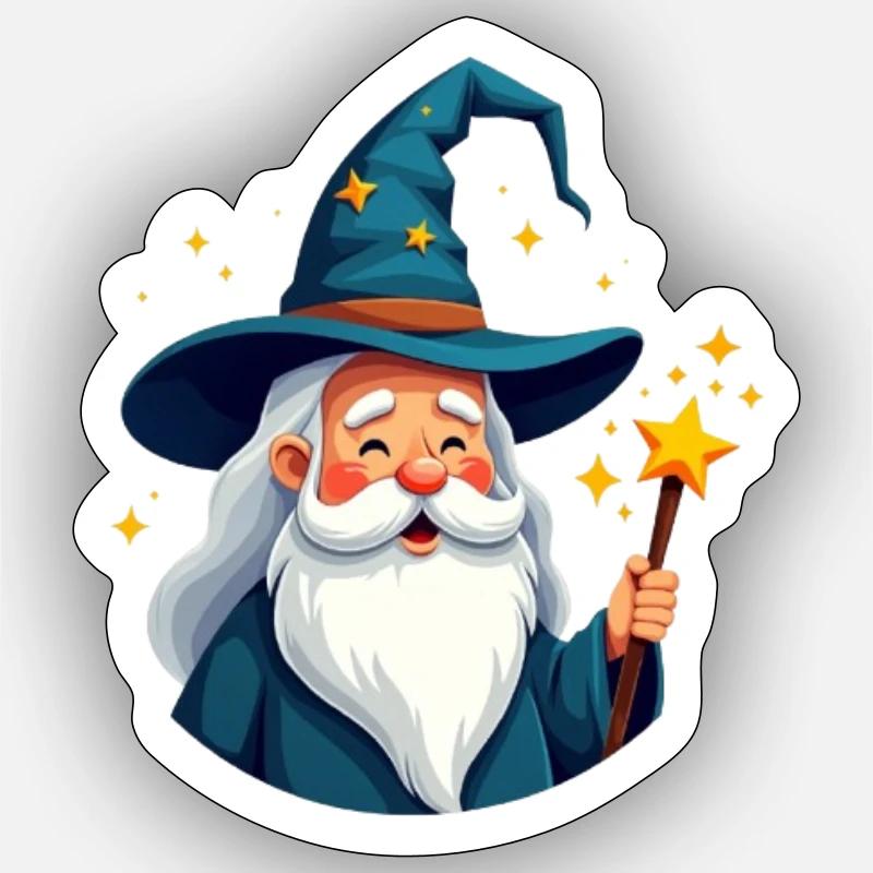 Sorcier rieur - Sticker taille S (10 x 10 cm) - blanc mat