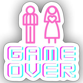 Game over - Sticker Größe S (10 x 10 cm) - Mattweiß - Vorne