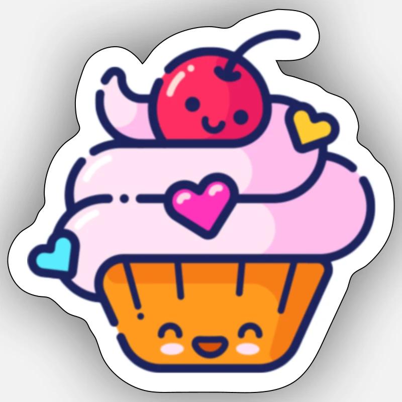 Cupcake - Sticker Größe S (10 x 10 cm) - Mattweiß