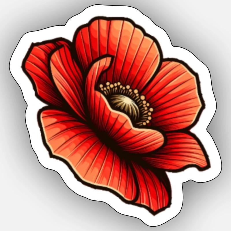 Mohn 2 - Sticker Größe S (10 x 10 cm) - Mattweiß