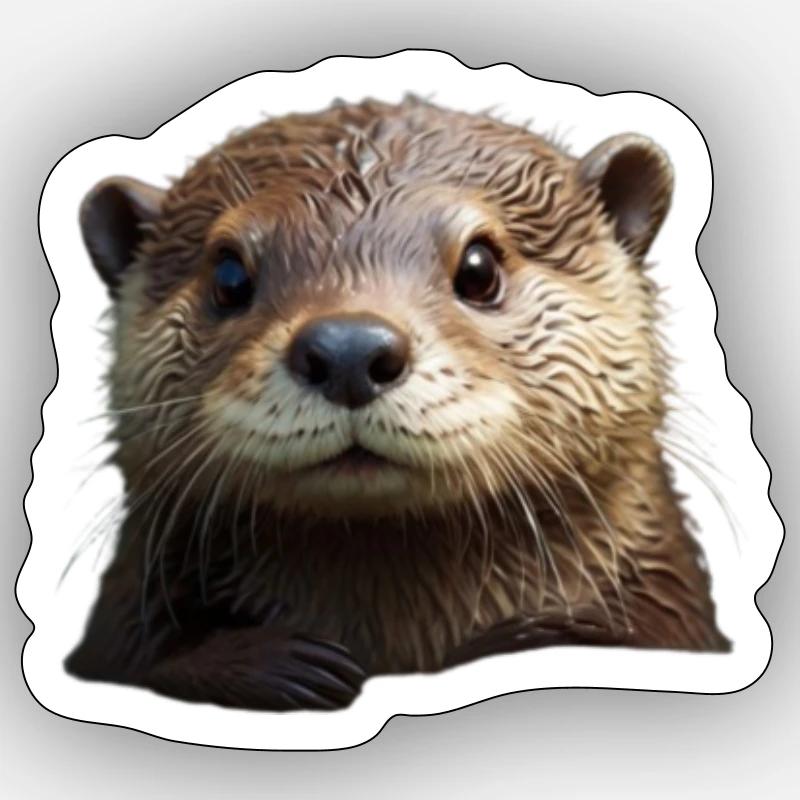 Loutre douce - Sticker taille S (10 x 10 cm) - blanc mat