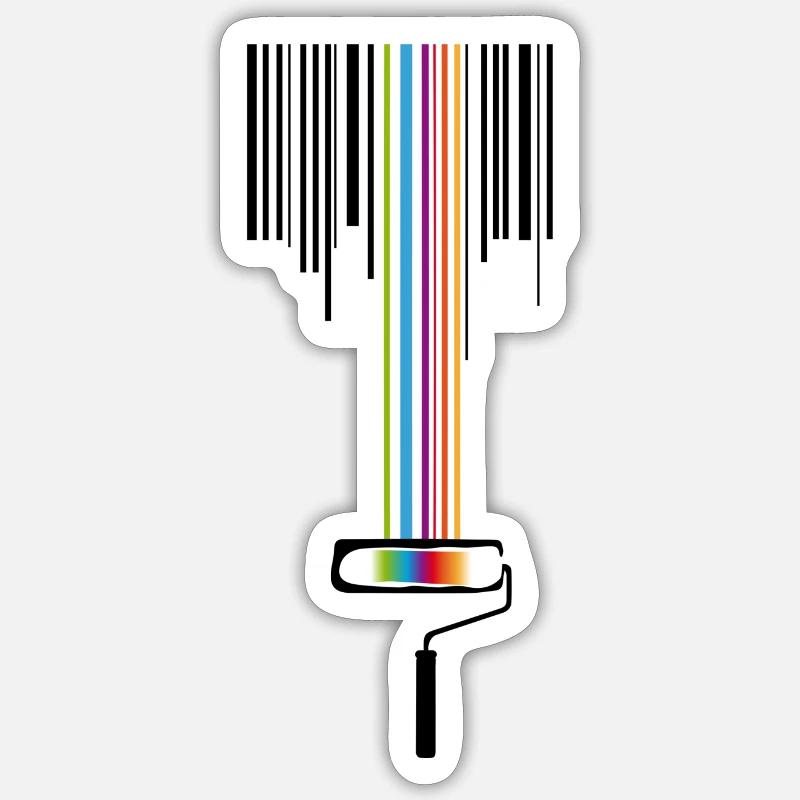 Farbrolle mit Strichcode - Sticker Größe S (10 x 10 cm) - Mattweiß