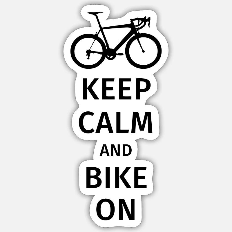 keep calm and bike on - Sticker size S (10 x 10 cm) - white matte