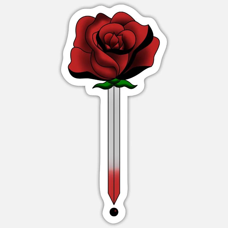roses épée Sticker taille S (10 x 10 cm)