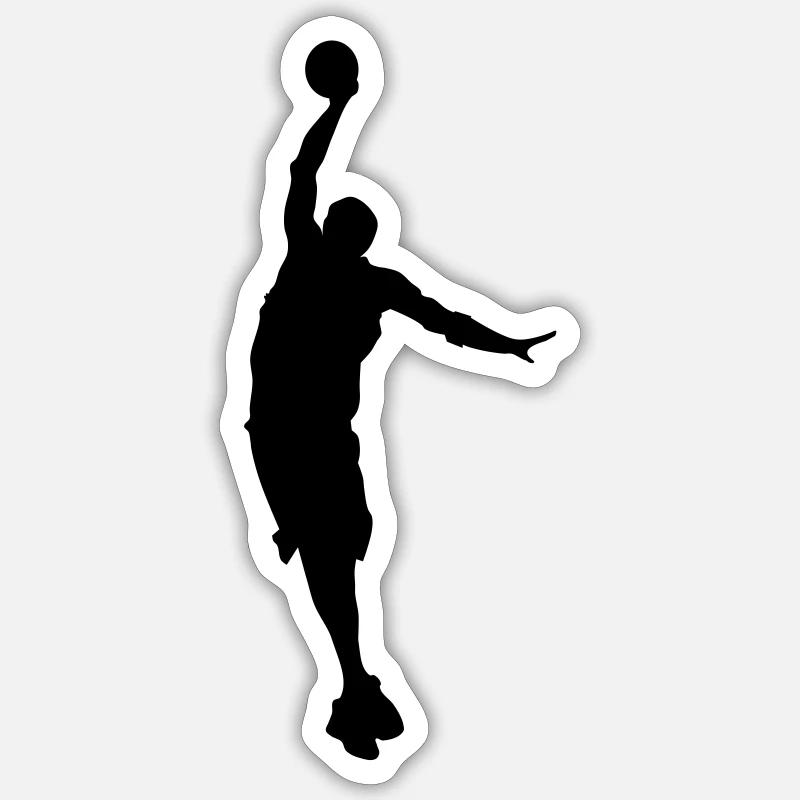 basketball - Sticker taille S (10 x 10 cm) - blanc mat