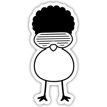 Funky Chick - Sticker taille S (10 x 10 cm) - blanc mat - Devant