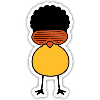 Funky Chick - Sticker taille S (10 x 10 cm) - blanc mat - Devant