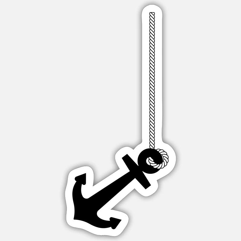 Anker mit Seil - Sticker Größe S (10 x 10 cm) - Mattweiß