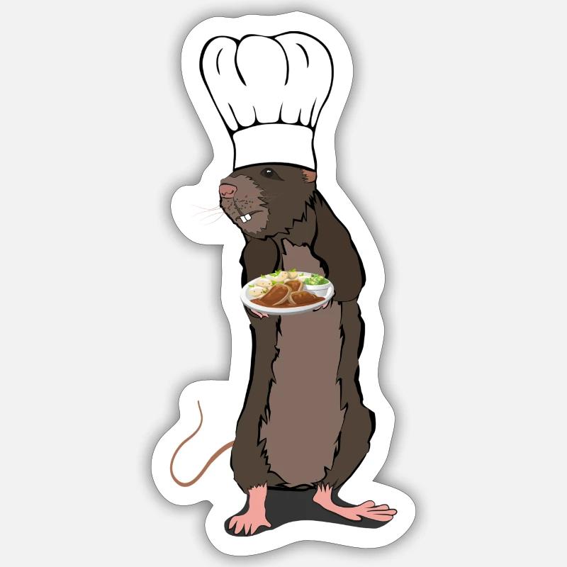 Rat chef. - Sticker taille S (10 x 10 cm) - blanc mat