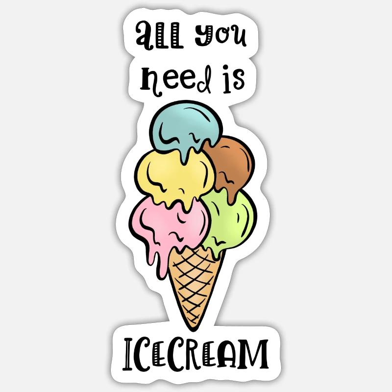 Eiswaffel mit Spruch - Sticker Größe S (10 x 10 cm) - Mattweiß