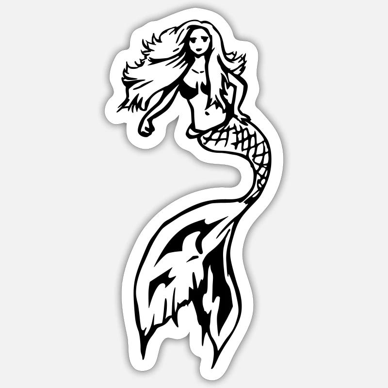 Sirène - Sticker taille S (10 x 10 cm) - blanc mat