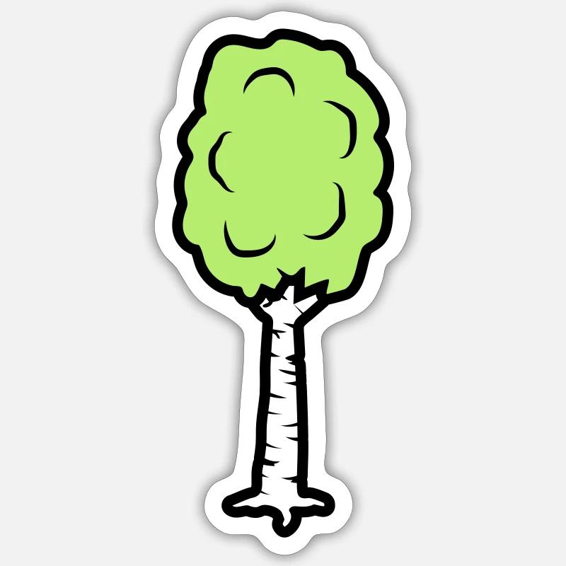 Comic Birke Bäumchen - Sticker Größe S (10 x 10 cm) - Mattweiß