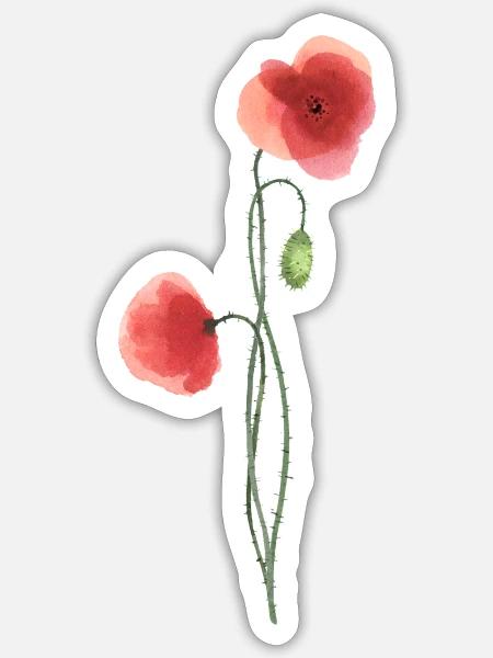 Blume: roter Mohn - Sticker Größe S (10 x 10 cm) - Mattweiß