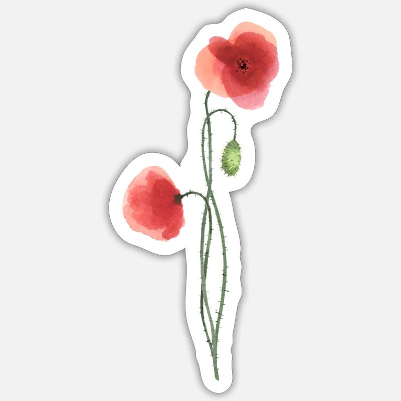 Flower: red poppy - Sticker size S (10 x 10 cm) - white matte