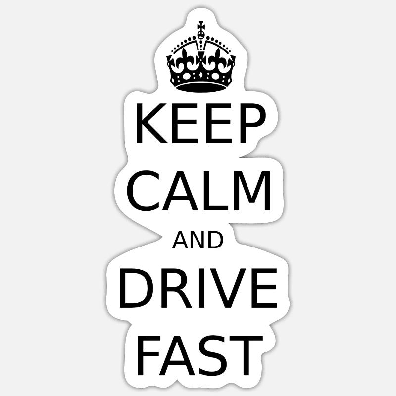 keep calm et drive presque potage design drôle - Sticker taille S (10 x 10 cm) - blanc mat