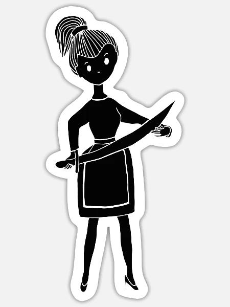 machete girl black - Sticker Größe S (10 x 10 cm) - Mattweiß