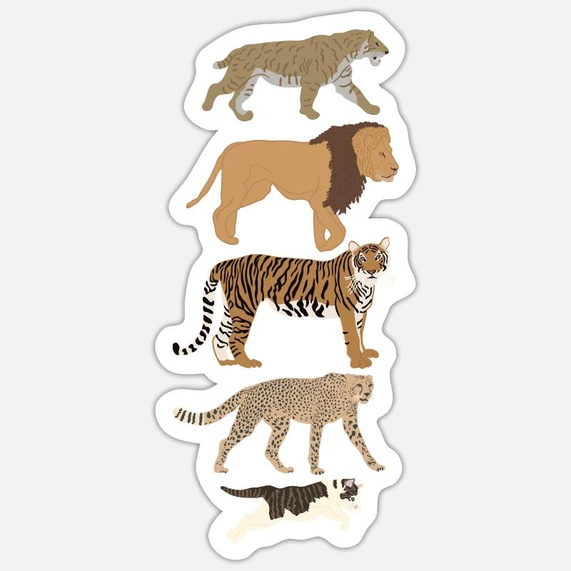Evolution Chat Lion Guépard Vertical multicolore Sticker taille S (10 x 10 cm)