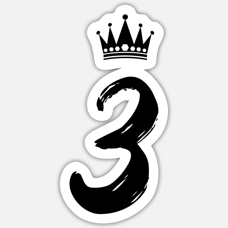 3 Krone - Sticker Größe S (10 x 10 cm) - Mattweiß