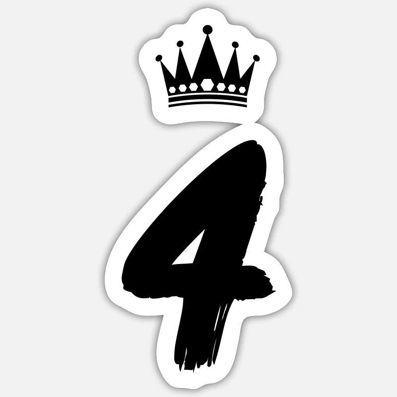 4 Krone - Sticker Größe S (10 x 10 cm) - Mattweiß