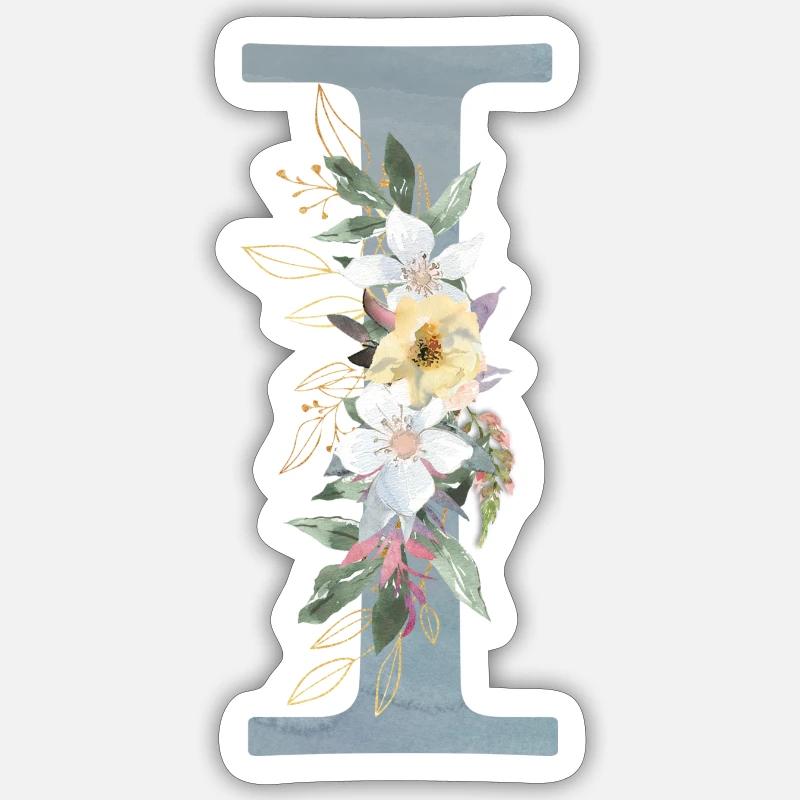 Spring Flowers Monogram I - Sticker size S (10 x 10 cm) - white matte