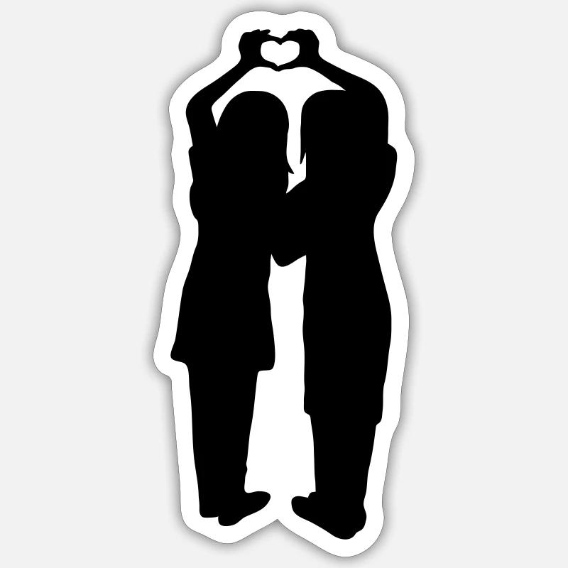 Silhouette Handherz Girlfriends - Sticker size S (10 x 10 cm) - white matte