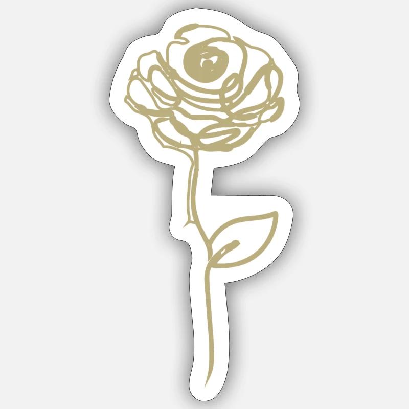 rose dorée Sticker taille S (10 x 10 cm)