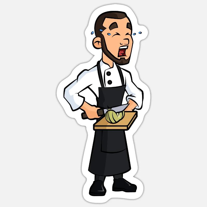 Crying Onion Chef - Sticker Größe S (10 x 10 cm) - Mattweiß