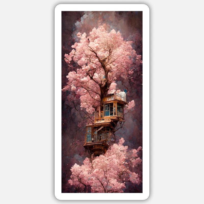 Das Kirschbaumhaus - Sticker Größe S (10 x 10 cm) - Mattweiß