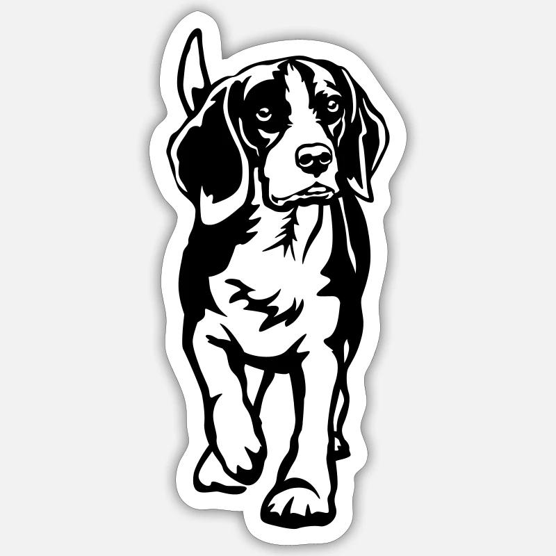 Beagle - Sticker Größe S (10 x 10 cm) - Mattweiß