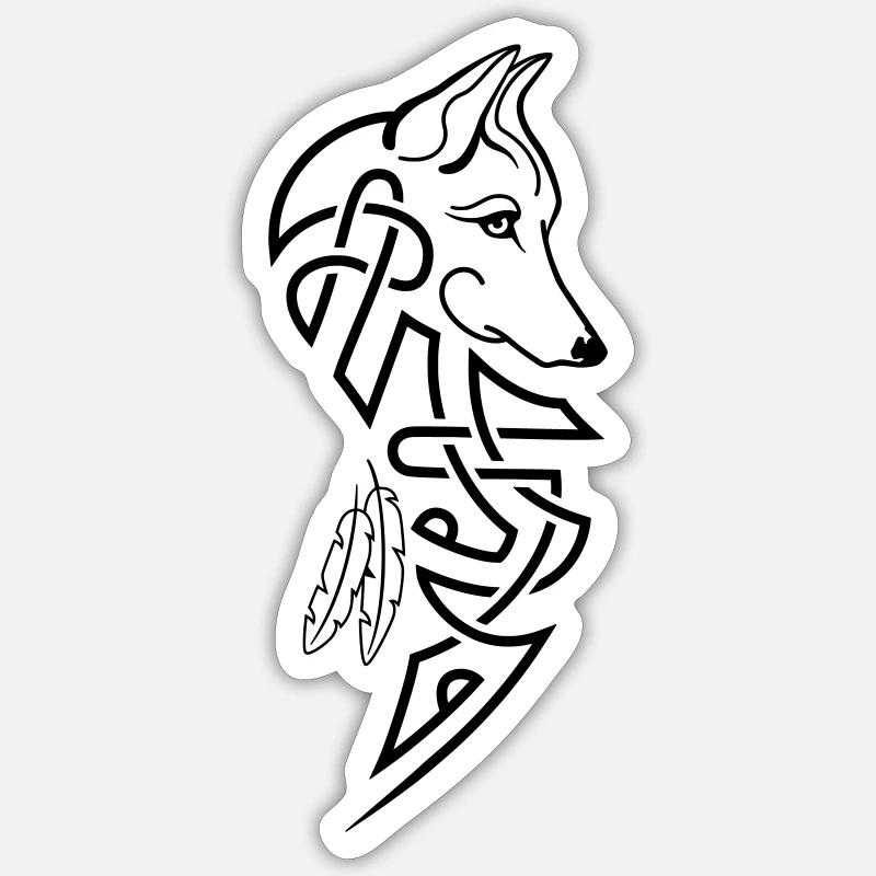 Loup entrelacs Sticker taille S (10 x 10 cm)