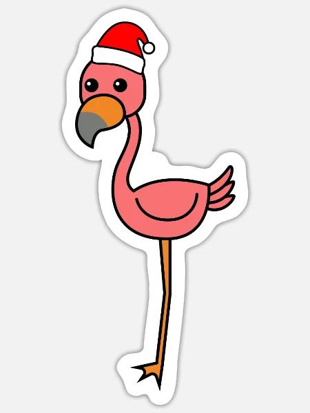 Flamingo Comic Weihnachten Xmas - Sticker Größe S (10 x 10 cm) - Mattweiß