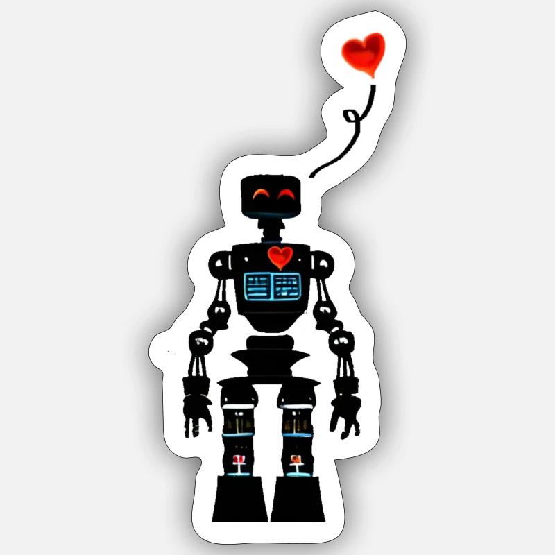 Liebender kleiner Roboter - Sticker Größe S (10 x 10 cm) - Mattweiß