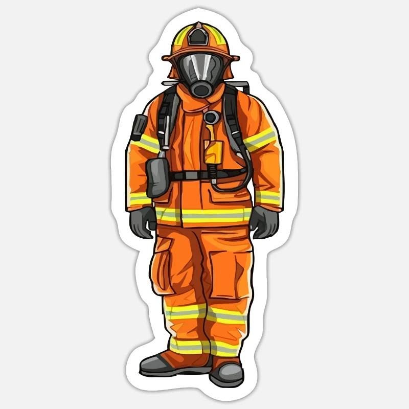 Feuerwehrmann Brandbekämpfer Mutig Heldenhaft Sticker Größe S (10 x 10 cm)