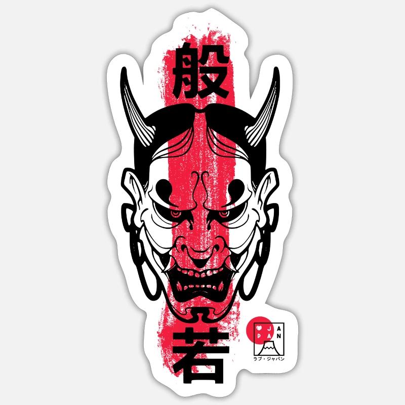 Hannya Mask - Sticker size S (10 x 10 cm) - white matte