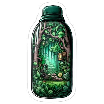 Dschungel Flasche Zeichnung - Sticker Größe S (10 x 10 cm) - Mattweiß - Vorne