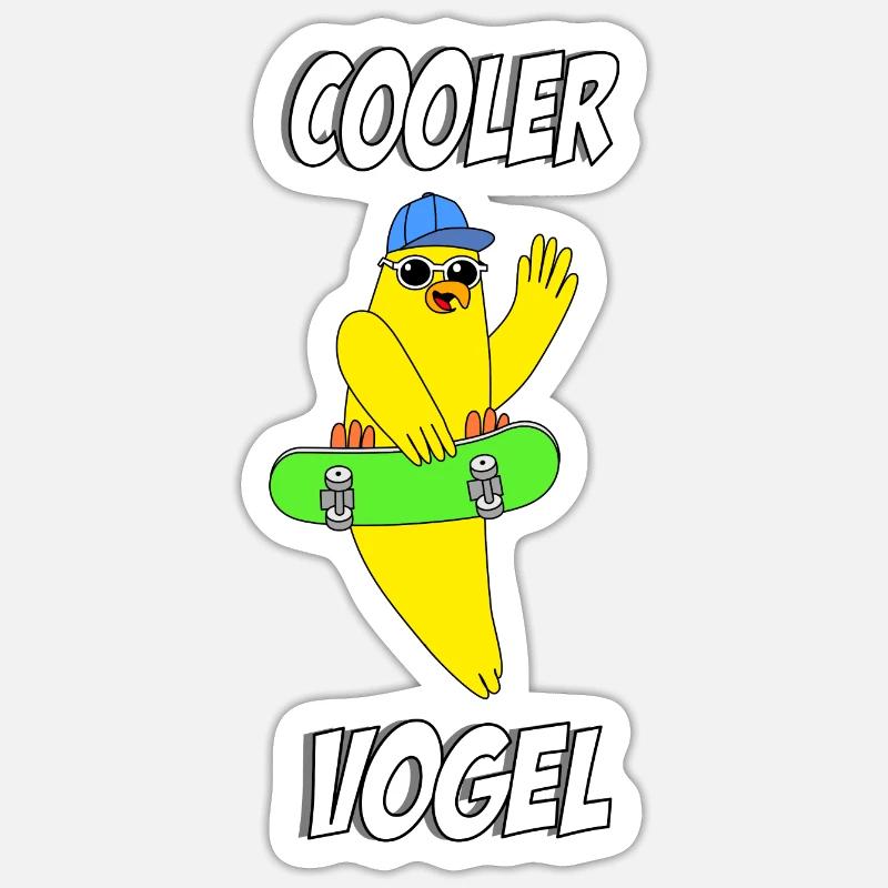 Cooler Vogel - Sticker Größe S (10 x 10 cm) - Mattweiß