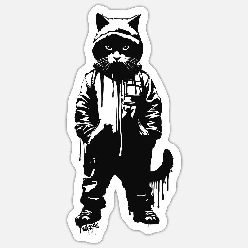 Stencil Cat Cool Sticker Größe S (10 x 10 cm)