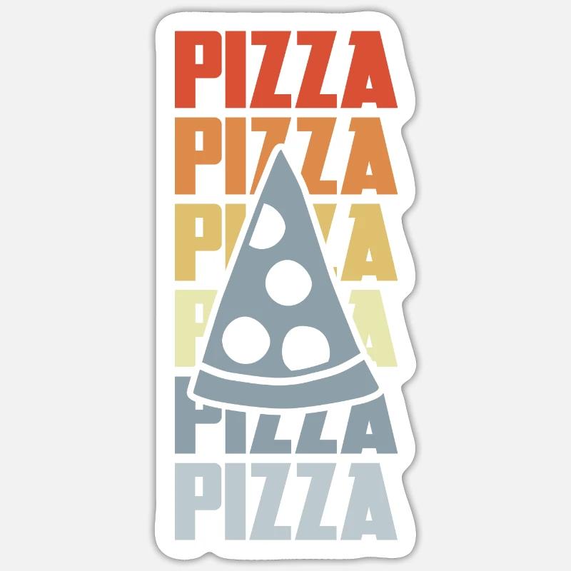 Pizza rétro - Sticker taille S (10 x 10 cm) - blanc mat