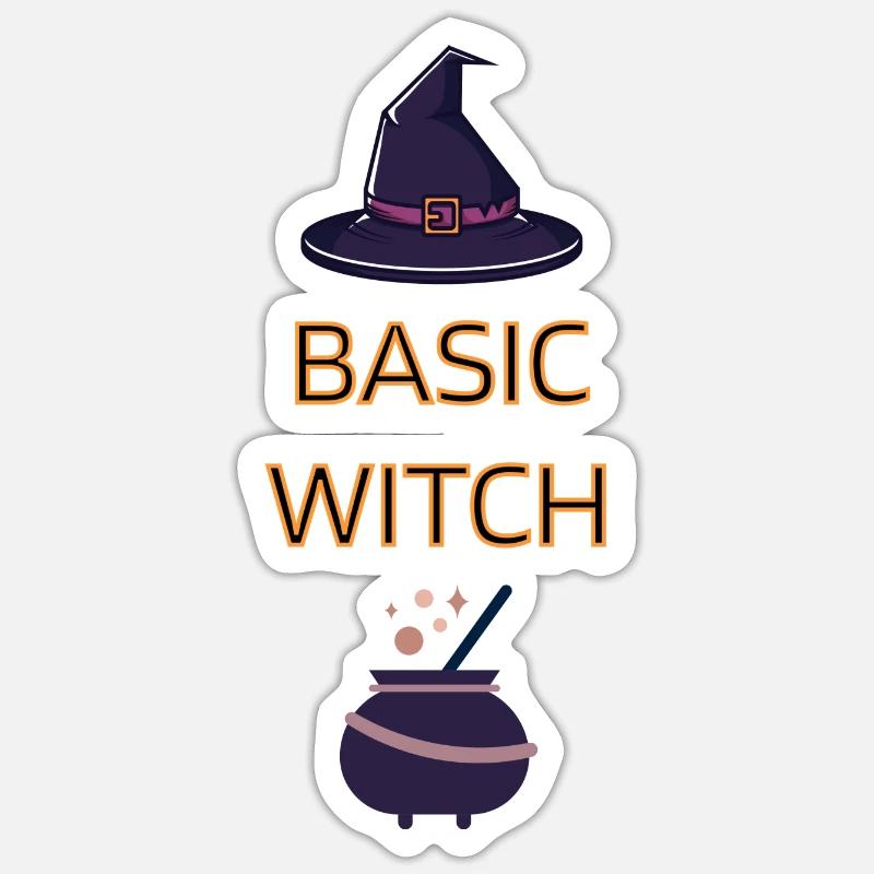 Basic Witch - Sticker Größe S (10 x 10 cm) - Mattweiß